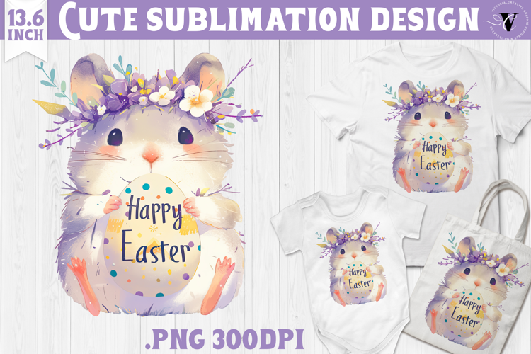 Watercolor Hamster | Easter clipart | Happy Easter