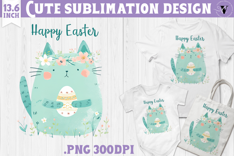 Watercolor Cat | Easter clipart | Happy Easter