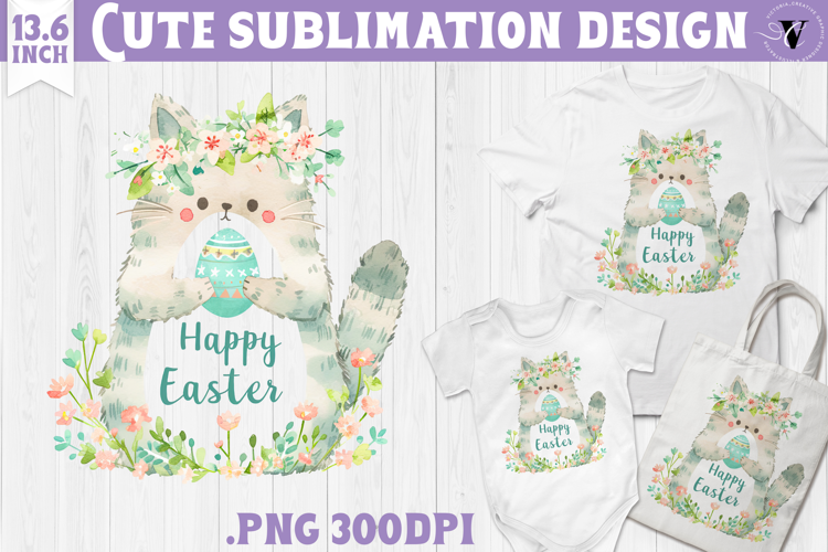 Watercolor Cat | Easter clipart | Happy Easter