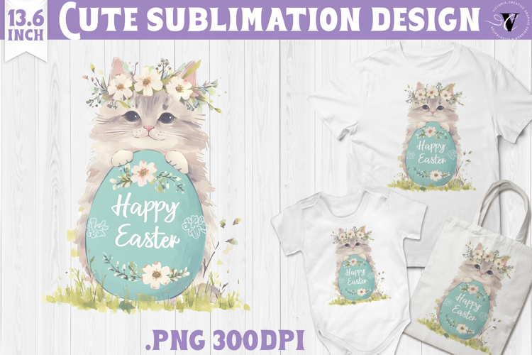Watercolor Cat | Easter clipart | Happy Easter