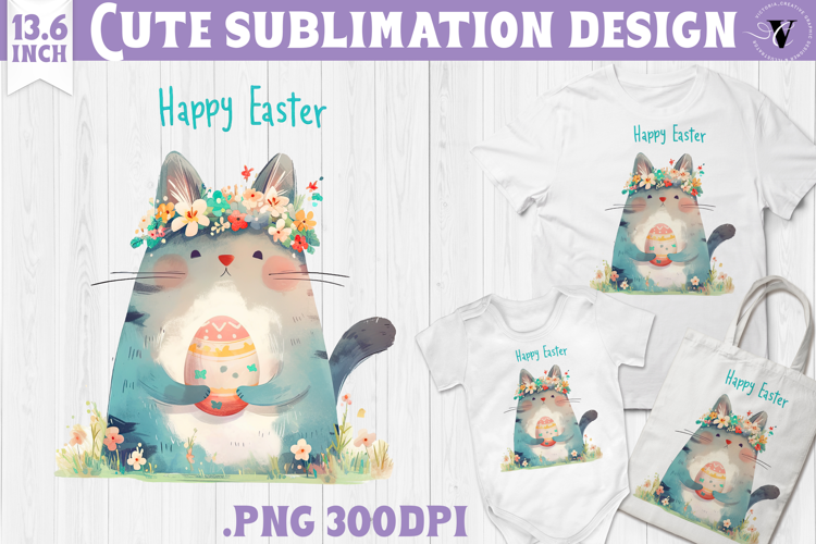 Watercolor Cat | Easter clipart | Happy Easter