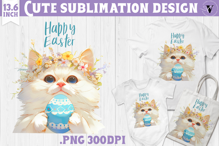 Watercolor Cat | Easter clipart | Happy Easter