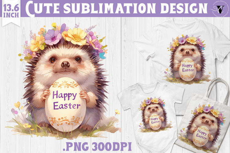 Watercolor Hedgehog | Easter clipart | Happy Easter