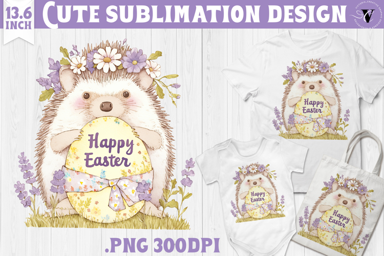 Watercolor Hedgehog | Easter clipart | Happy Easter example image 1