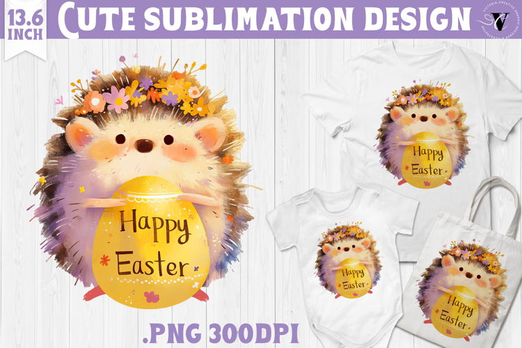 Watercolor Hedgehog | Easter clipart | Happy Easter example image 1