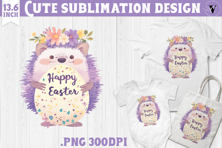 Watercolor Hedgehog | Easter clipart | Happy Easter example image 1