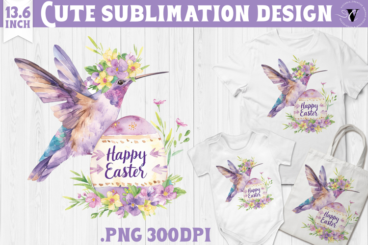 Watercolor Hummingbird | Easter clipart | Happy Easter example image 1