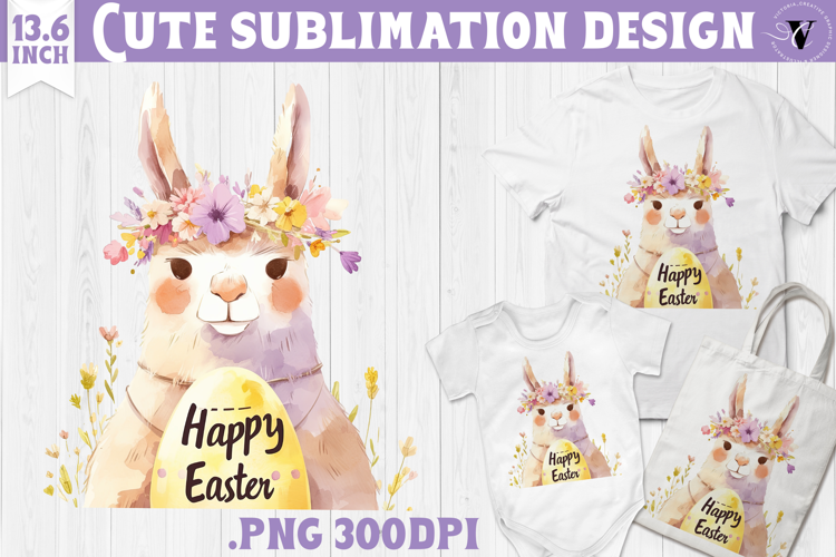 Watercolor Lama | Easter clipart | Happy Easter