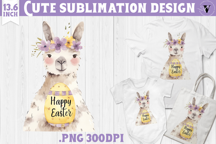 Watercolor Lama | Easter clipart | Happy Easter