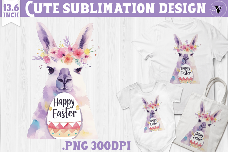 Watercolor Lama | Easter clipart | Happy Easter