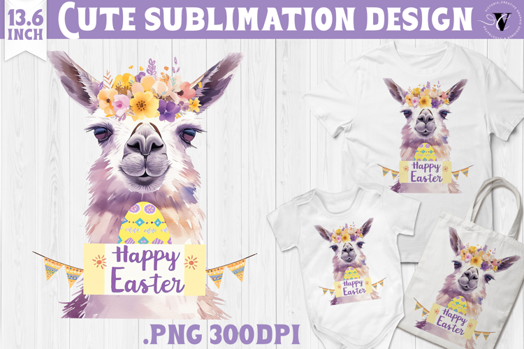 Watercolor Lama | Easter clipart | Happy Easter