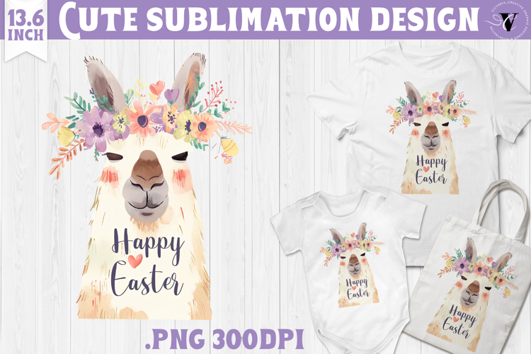 Watercolor Lama | Easter clipart | Happy Easter example image 1