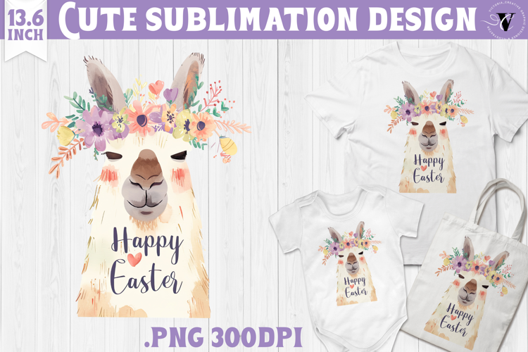 Watercolor Lama | Easter clipart | Happy Easter