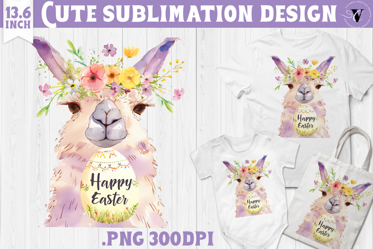 Watercolor Lama | Easter clipart | Happy Easter example image 1