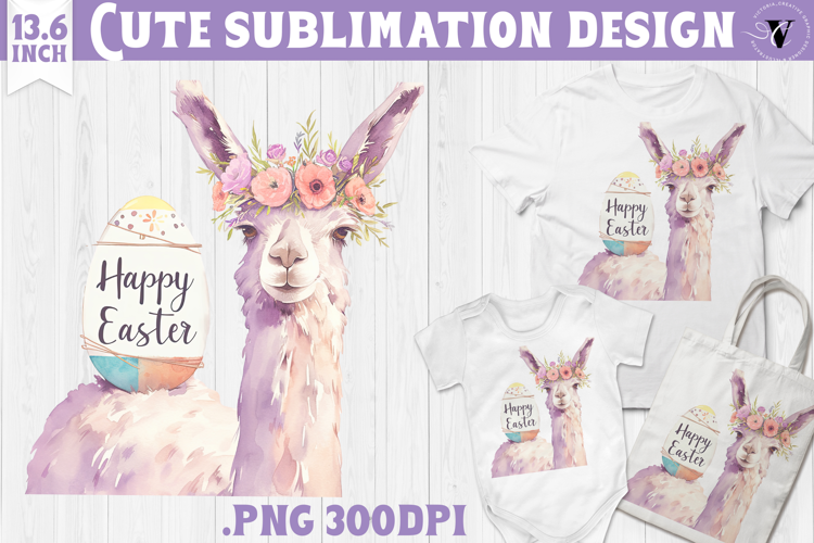 Watercolor Lama | Easter clipart | Happy Easter