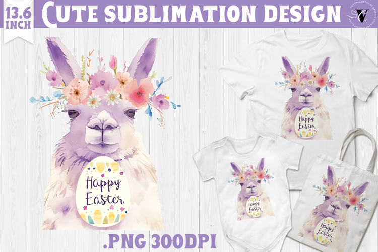 Watercolor Lama | Easter clipart | Happy Easter example image 1