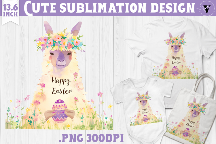 Watercolor Lama | Easter clipart | Happy Easter