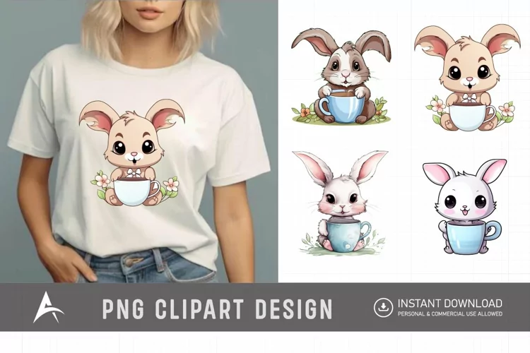 Watercolor Easter Day Bunny Clipart
