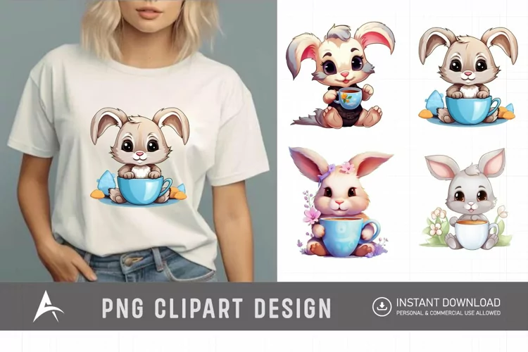 Watercolor Easter Day Bunny Clipart