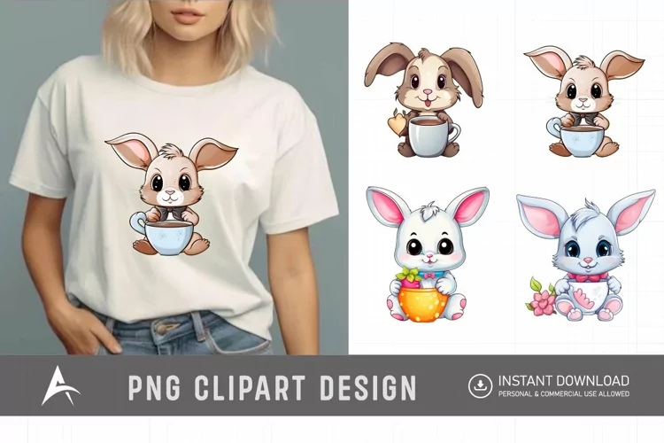 Watercolor Easter Day Bunny Clipart