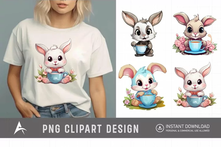 Watercolor Easter Day Bunny Clipart