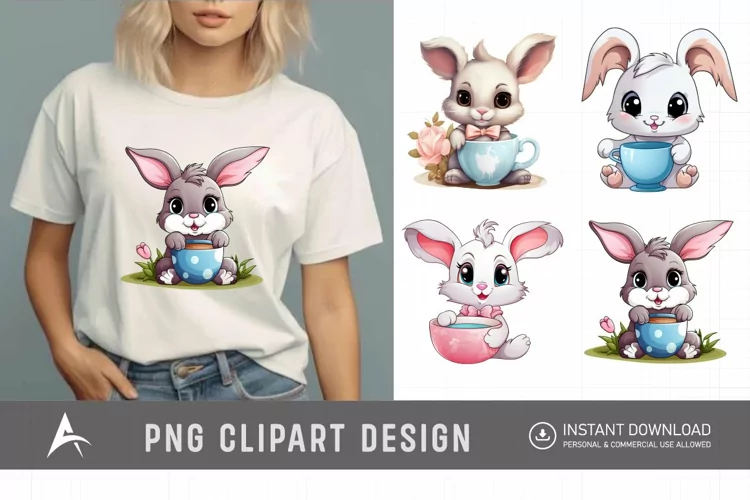 Watercolor Easter Day Bunny Clipart