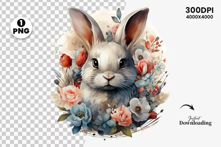 Watercolor Easter Day Clipart Sublimation | Easter Bunny PNG