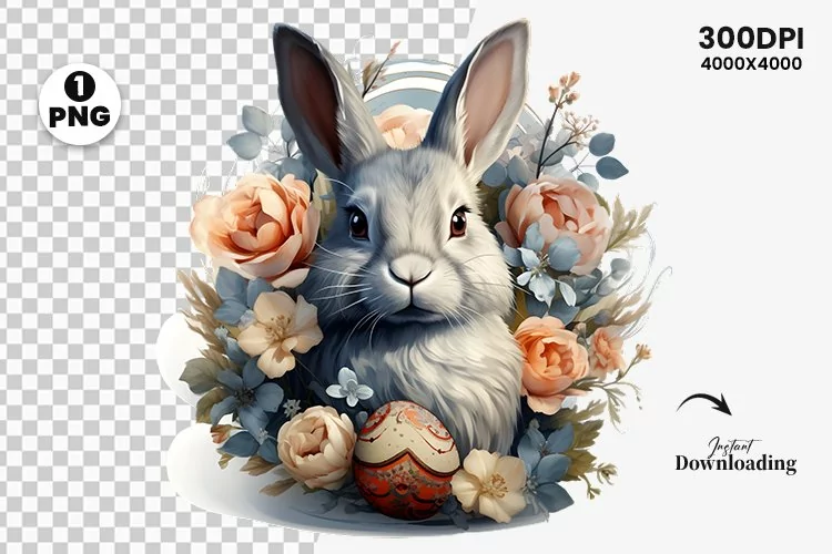 Watercolor Easter Day Clipart Sublimation | Easter Bunny PNG