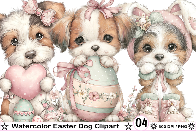 Watercolor Easter Dog Clipart