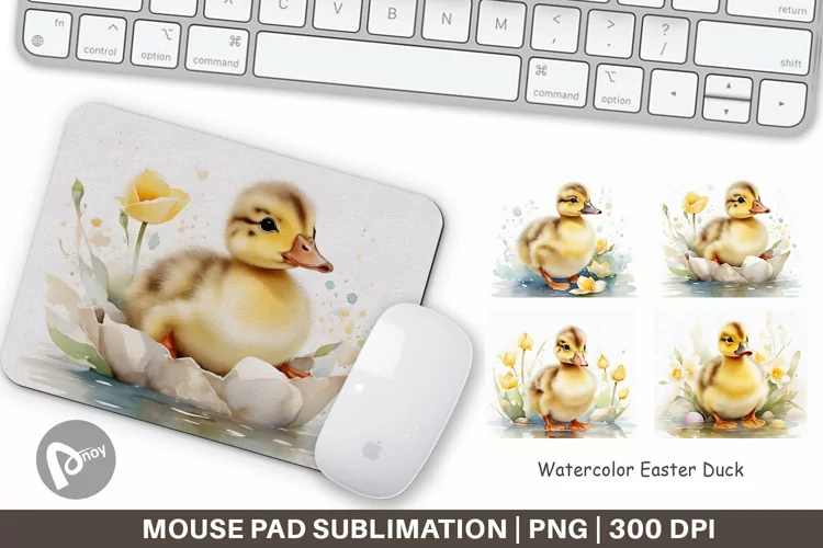 Mouse Pad Watercolor Easter Duck