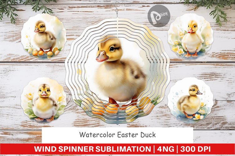Wind Spinner Watercolor Easter Duck
