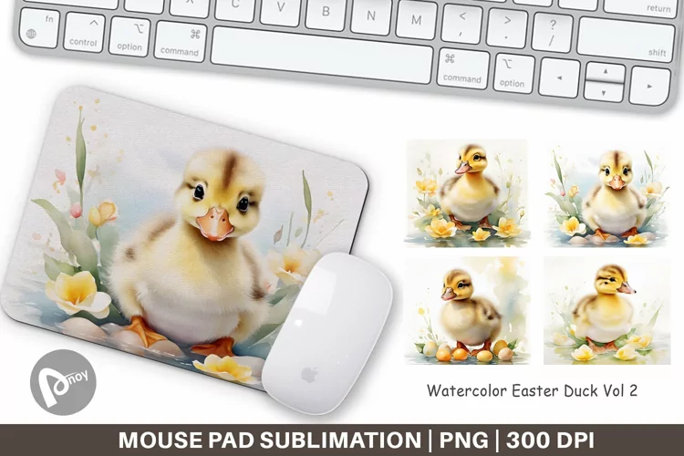 Mouse Pad Watercolor Easter Duck