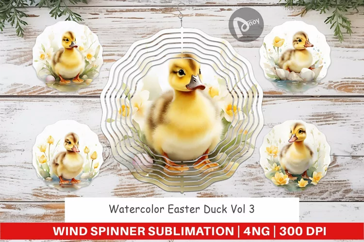 Wind Spinner Watercolor Easter Duck