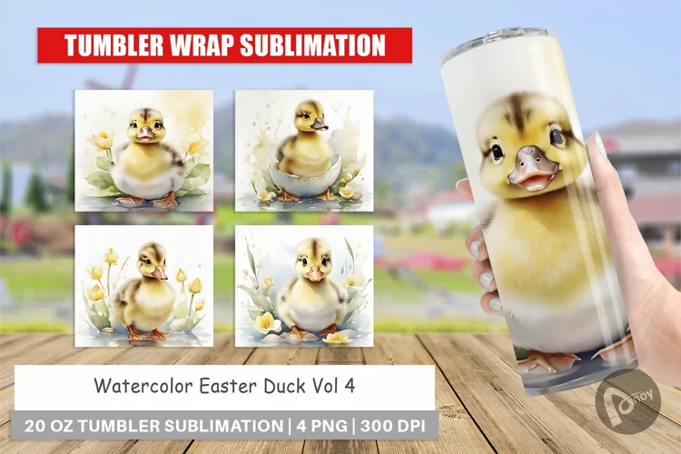 Tumbler Wrap Watercolor Easter Duck