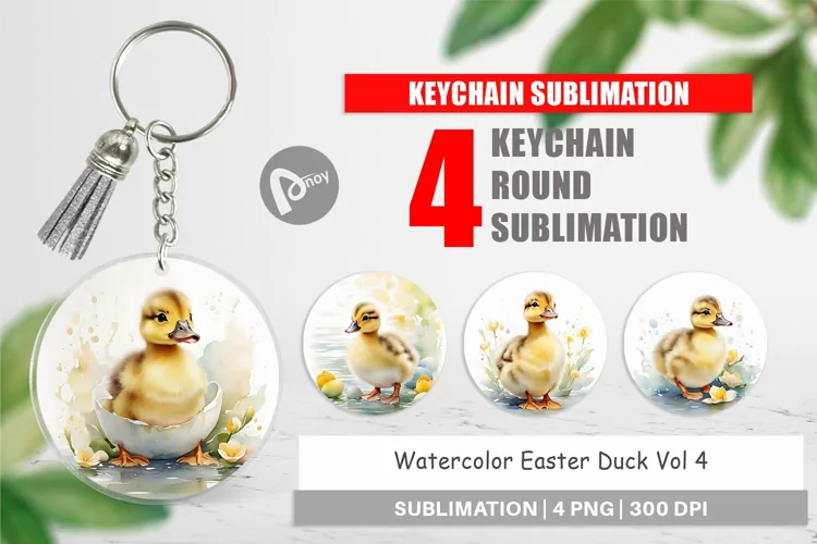 Keychain Watercolor Easter Duck