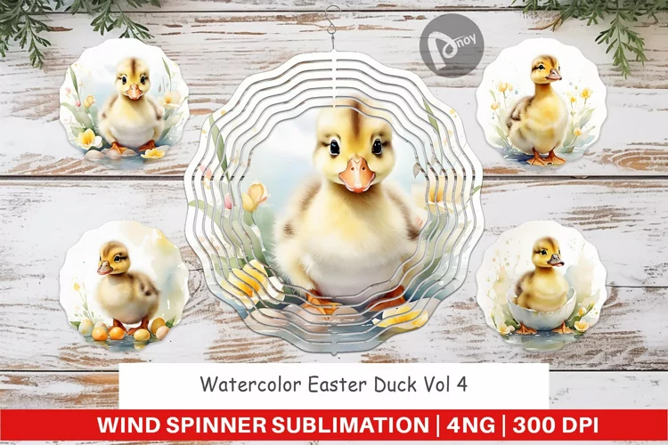 Wind Spinner Watercolor Easter Duck