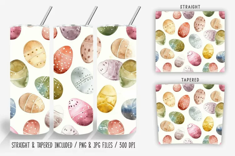 Watercolor Easter Eggs Skinny Tumbler