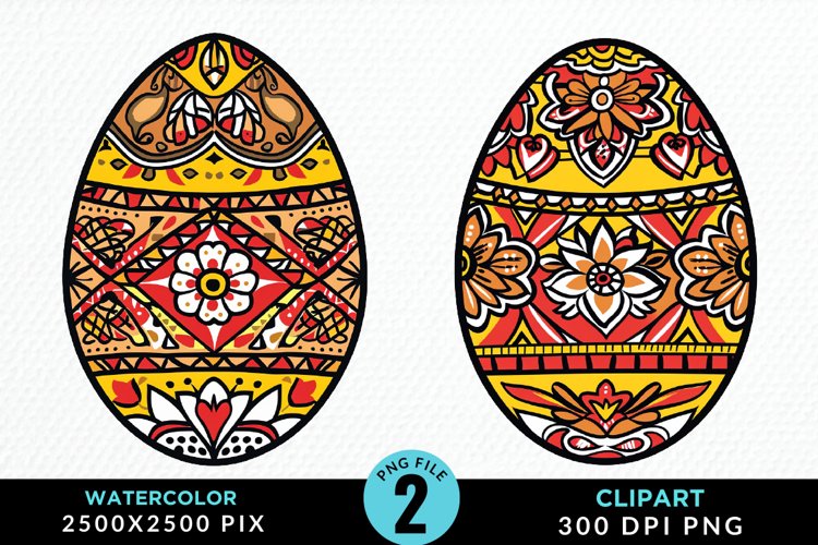 Watercolor Easter Eggs PNG Set Clipart example image 1