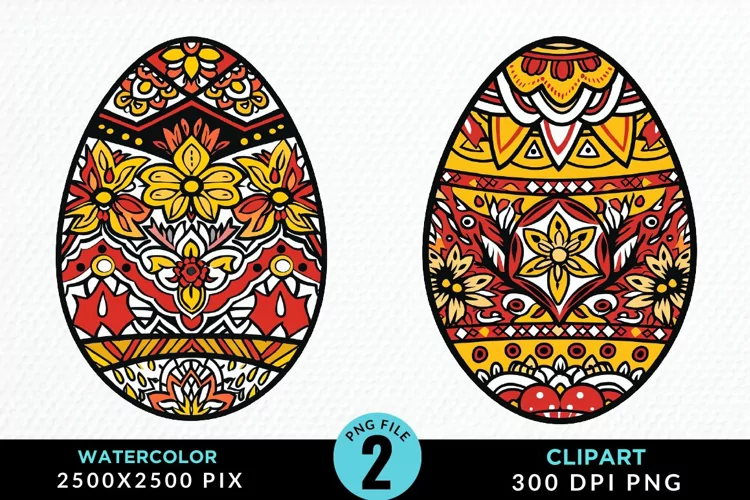 Watercolor Easter Eggs Graphic Clipart
