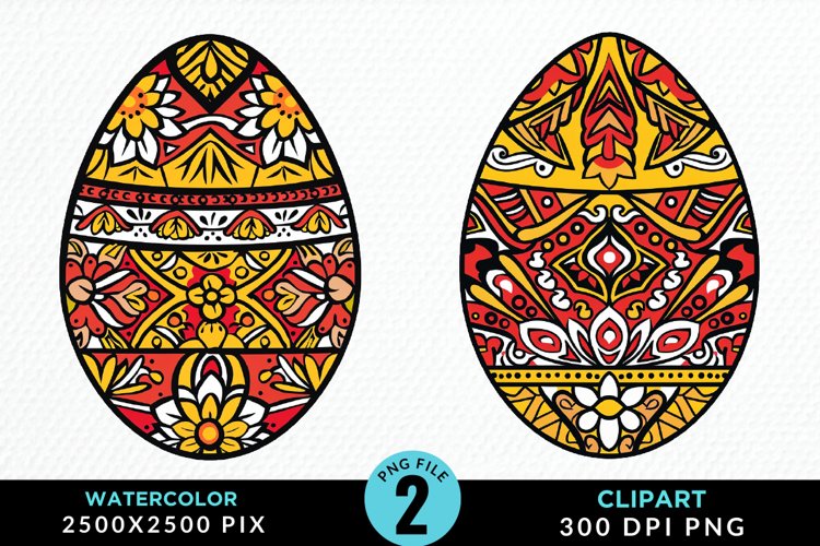 Watercolor Easter Eggs PNG Set Clipart