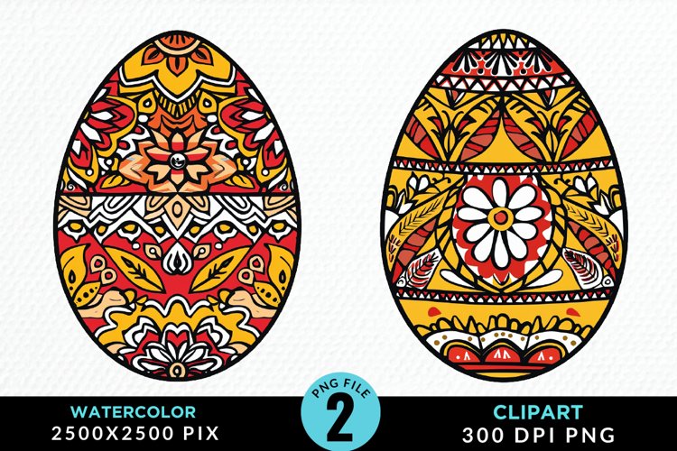 Watercolor Easter Eggs PNG Set Clipart