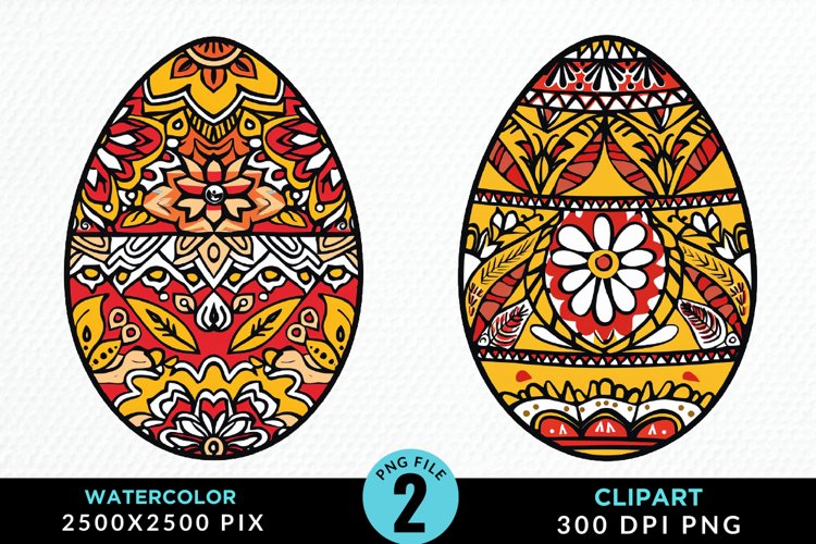 Watercolor Easter Eggs PNG Set Clipart example image 1