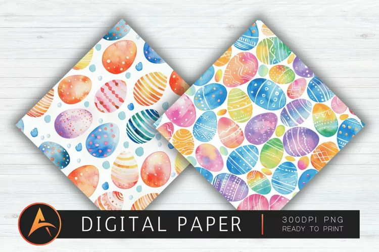 Watercolor Easter Eggs Digital Paper