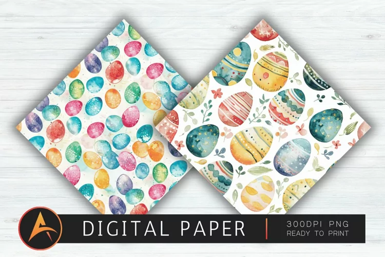 Watercolor Easter Eggs Digital Paper