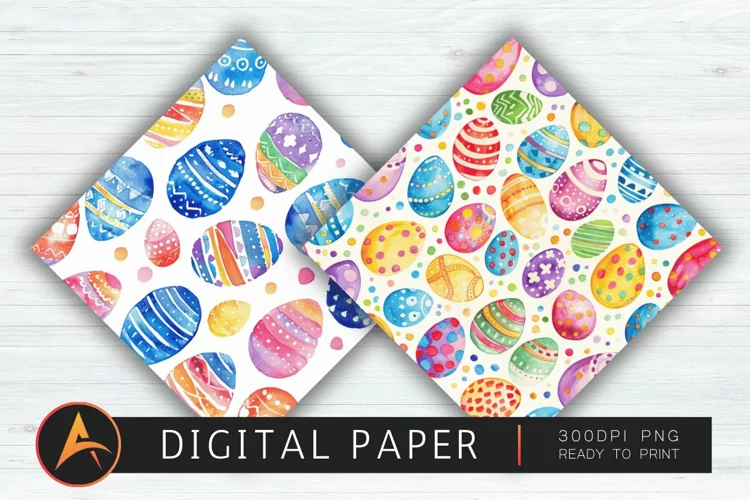Watercolor Easter Eggs Scrapbook Paper