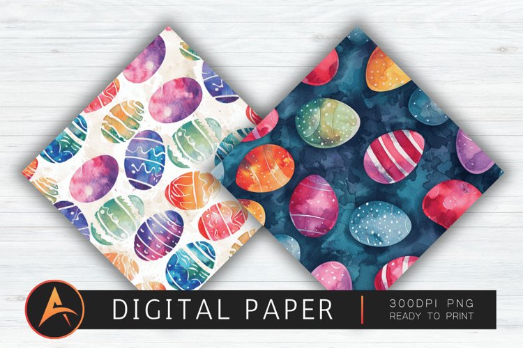 Watercolor Easter Eggs Digital Paper PNG