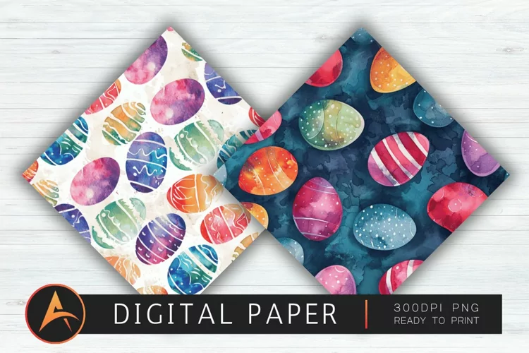 Watercolor Easter Eggs Digital Paper PNG