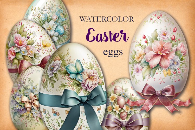 Watercolor Easter Eggs Clipart Image 5