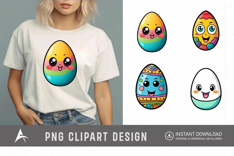 Watercolor Easter Emoji Egg Clipart