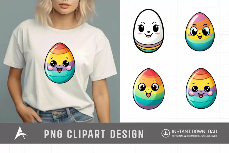 Watercolor Easter Emoji Egg Clipart